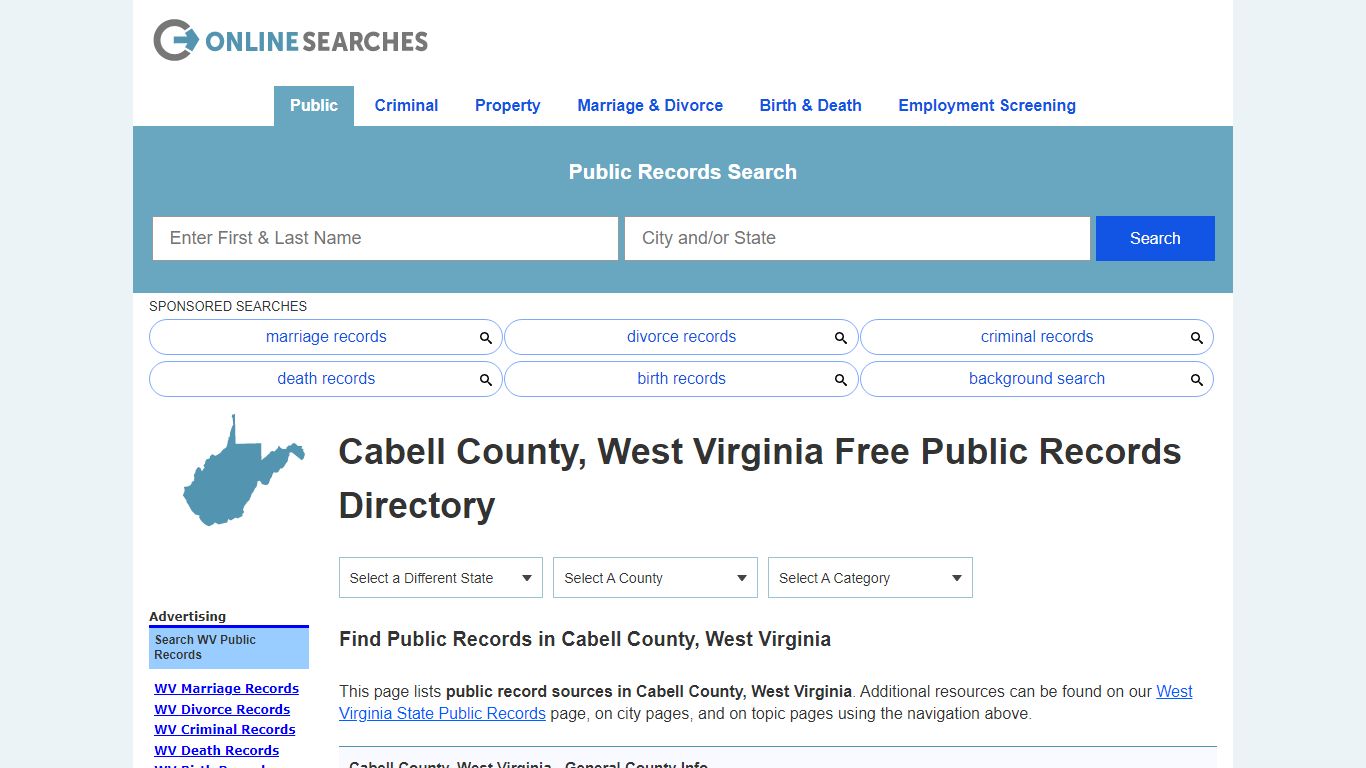 Cabell County, West Virginia Public Records Directory